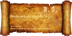 Modrovich Valér névjegykártya